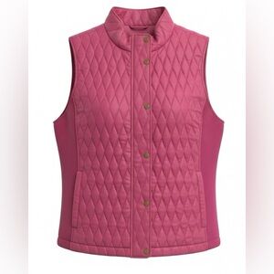 Talbots Quilted Puffer Vest Womens Sz Petite L Pink Lightweight Preppy Layers